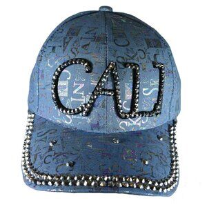 CALIFORNIA Women's Denim Baseball Cap -Bling Rhinestone Studded Crystal